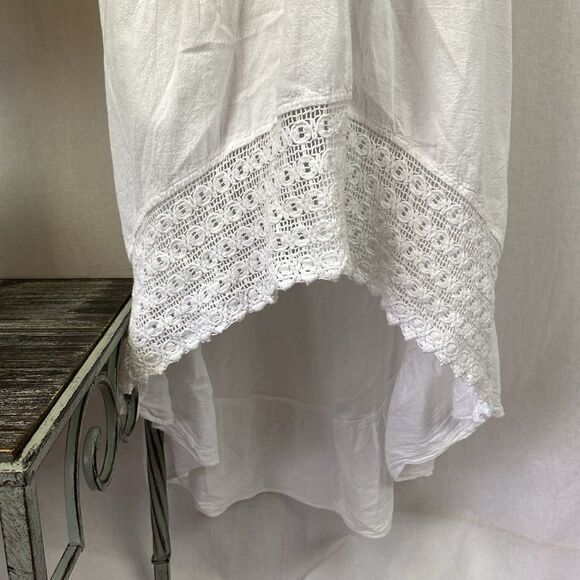 Sea Spice White Crochet Lace Asymmetric Sleeveless Halter Summer Midi Dress L - Picture 4 of 5
